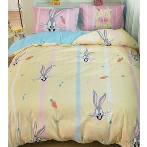 New Looney Tunes x Shein Bugs Bunny Duvet Bedding Set Cover Pillowcases Twin